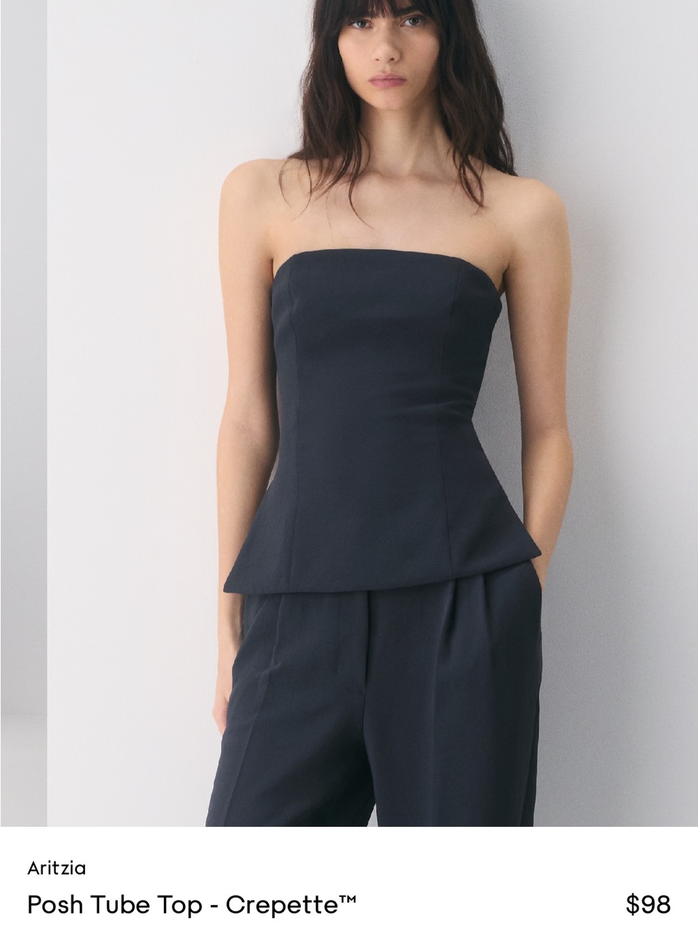 Wilfred Strapless Peplum Tube Top in Dark Navy